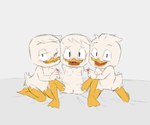 animal_genitalia anthro anus bent_legs blush cloaca genitals group happy incest_play male male/male nude playful simple_background spread_legs spreading white_background young young_anthro young_male young_on_young threek disney ducktales ducktales_(2017) dewey_duck huey_duck louie_duck anatid anseriform avian bird duck humanoid hi_res incest_(lore)