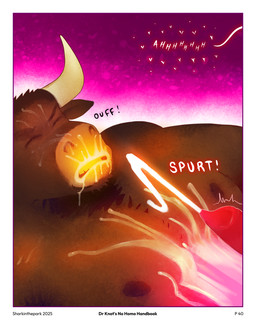 animal_genitalia animal_penis anthro bodily_fluids border brown_body brown_skin canine_genitalia canine_penis cum cum_in_mouth cum_inside cum_on_chest cum_on_face cum_on_lips ejaculation eyes_closed genital_fluids genitals glowing glowing_cum horn male nipples penis pink_background red_penis simple_background solo sound_effects text tremble_lines unusual_bodily_fluids unusual_cum unusual_genital_fluids white_border sharkinthepark bovid bovine cattle mammal 2025 4:5 absurd_res english_text hi_res