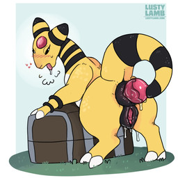 anal anal_masturbation anal_penetration anus autopenetration blush bodily_fluids breath female feral genital_fluids genitals hooves lubed masturbation outside panting penetration plump_labia prehensile_tail puffy_anus simple_background solo tail tail_fetish tail_in_ass tail_in_own_ass tail_insertion tail_masturbation tail_play vaginal_fluids vulva conditional_dnp lustylamb nintendo pokemon ampharos generation_2_pokemon pokemon_(species) absurd_res hi_res