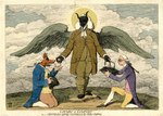 anthro barefoot caption clothing cloud coat crouching crucifix_necklace eyewear feathered_wings feathers feet glasses group hair halo hat headgear headwear holding_clothing holding_hat holding_headgear holding_headwear holding_jewelry holding_necklace holding_object holding_scroll horn jewelry male necklace political_cartoon politics sky spread_wings standing sun topwear tricorne trio wearing_glasses white_hair wig wings james_gilray public_domain charles_fox edmund_burke canid canine demon fox horned_humanoid human humanoid mammal 1782 18th_century ancient_art hi_res