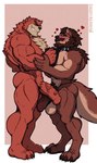 anthro balls beard blush body_hair chest_hair collar collar_pull duo facial_hair foreskin genitals hairy_pecs half-erect humanoid_genitalia humanoid_penis male male/male muscular muscular_anthro muscular_male nude pecs penis pubes simple_background tail aereous the_boy_and_the_beast kumatetsu canid canine canis mammal wolf absurd_res hi_res