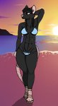 abs anthro athletic athletic_anthro athletic_female beach bikini bra breasts clothed clothing curvy_figure female panties partially_clothed sand seaside solo sunset swimwear two-piece_swimsuit underwear voluptuous mewth mammal murid murine rat rodent hi_res