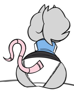 anthro big_butt black_bottomwear black_clothing black_skirt blue_clothing blue_topwear bottomwear butt clothed clothing female fur grey_body grey_fur grey_hair gusset hair huge_butt panties ponytail raised_bottomwear raised_clothing raised_skirt rear_view simple_background sitting skirt solo tail tail_through_underwear topwear underwear white_background white_clothing white_panties white_underwear maddeku elisa_(maddeku) mammal murid murine rat rodent 2026