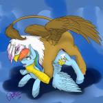 2014 abstract_background avian beak blue_background blue_fur brown_fur cutie_mark dickgirl dickgirl_on_female duo equine female feral fetlocks friendship_is_magic fur gilda_(mlp) gryphon hair horse intersex mammal multi-colored_hair my_little_pony open_mouth pegasus penetration penis phathusa plain_background pony rainbow_dash_(mlp) rainbow_hair sex tongue tongue_out white_fur wings
Rating: Explicit
Score: 11
User: lemongrab
Date: March 02, 2014