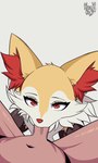 anthro anthro_penetrated duo erection fellatio female female_penetrated fur genitals glans glistening glistening_genitalia glistening_penis human_on_anthro human_penetrating human_penetrating_anthro humanoid_genitalia humanoid_penis inner_ear_fluff interspecies light_hair light_penis logo looking_at_another looking_at_partner looking_at_viewer looking_up male male/female male_on_anthro male_penetrating male_penetrating_female navel nude oral oral_penetration penetration penile penile_penetration penis pokephilia red_eyes sex simple_background spread_legs spreading sucking tuft vein veiny_penis white_background white_body white_fur yellow_body yellow_fur aquakey nintendo pokemon braixen canid canine generation_6_pokemon human mammal pokemon_(species) animated artist_logo digital_media_(artwork) hi_res short_playtime