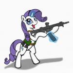 belt blue_eyes female feral gun hair harness holding_gun holding_object holding_ranged_weapon holding_weapon horn looking_at_viewer magazine_(gun) magazine_pouch magic open_mouth open_smile purple_hair ranged_weapon rifle simple_background smile solo telekinesis weapon white_background rex42 friendship_is_magic hasbro my_little_pony mythology rarity_(mlp) equid equine mammal mythological_creature mythological_equine unicorn 1:1