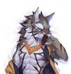 abs anthro biceps black_nose claws clothed clothing countershading fur green_eyes hair hoodie male muscular muscular_anthro muscular_male open_clothing open_hoodie open_topwear orange_clothing orange_hoodie orange_topwear pecs solo topwear ty_arashi lifewonders tokyo_afterschool_summoners seth_(tas) canid canine canis jackal mammal 2018