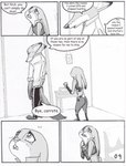 anthro bodily_fluids butt canid canine clothed clothing comic dialogue dipstick_ears disney duo ear_markings english_text female fox hi_res judy_hopps lagomorph leporid male mammal multicolored_ears nick_wilde police police_uniform rabbit rear_view red_fox scut_tail short_tail tail tears text the_gory_saint true_fox uniform zootopia