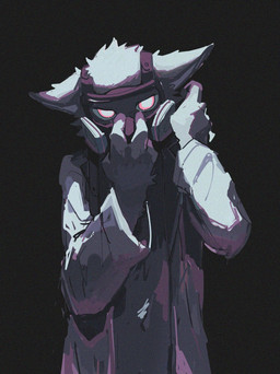 anthro biped black_background clothed clothing coat front_view fully_clothed gas_mask lab_coat looking_at_viewer male mask simple_background solo standing topwear white_body usag11100 changed_(video_game) dr._k_(changed) mammal digital_media_(artwork) hi_res portrait three-quarter_portrait