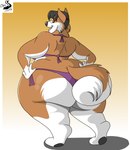 anthro bikini butt clothing female huge_hips hyper hyper_hips solo swimwear two-piece_swimsuit wide_hips chrisandcompany akita akita_inu canid canine canis domestic_dog mammal spitz absurd_res hi_res