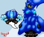 3_toes 4_fingers anthro balls big_balls big_breasts big_feet big_penis blue_body blue_fur blue_hair breasts butt claws cybernetics duo erect_nipples erection facesitting feet fingers fur genitals gynomorph hair hand_on_hip huge_balls huge_penis hyper hyper_balls hyper_genitalia hyper_penis intersex intersex/male long_tail looking_down looking_pleasured machine male nipples nude pawpads paws penile penis protogen_visor sitting_on_another tail toes yellow_eyes sokoyo_owo starry_(sokoyo_owo) animal_humanoid canid canine cyborg humanoid mammal mammal_humanoid protogen hi_res