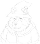 anthro biped clothing hat headgear headwear male shirt simple_background slightly_chubby solo topwear white_background harushipanda mammal procyonid raccoon 2020 half-length_portrait hi_res monochrome portrait