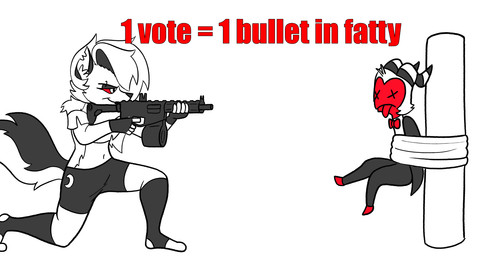 anthro bound bound_male bullet duo eyebrow_piercing facial_piercing fangs female gun male notched_ear onomatopoeia open_mouth piercing ranged_weapon shooting_gun sound_effects submissive submissive_male tail teeth text tongue weapon x_eyes half_dime hellaverse helluva_boss mythology loona_(helluva_boss) moxxie_(helluva_boss) canid canid_demon canine demon hellhound mammal mythological_canine mythological_creature 2024 animated english_text hi_res short_playtime