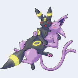 ambiguous/ambiguous ambiguous_gender black_body black_fur blush closed_smile cuddling cute_fangs duo eyes_closed fangs feral feral_on_feral forehead_gem forked_tail fur gem glowing glowing_markings hug hugging_another inner_ear_fluff lying markings mouth_closed on_back on_top one_eye_closed open_mouth open_smile pawpads paws pink_body pink_fur pink_pawpads ring_(marking) simple_background smile tail teeth tuft unusual_anatomy unusual_tail white_background fenikusu nintendo pokemon eeveelution espeon generation_2_pokemon pokemon_(species) umbreon 2007 digital_media_(artwork) japanese_description