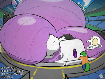 ambiguous_gender anthro apode areola belly big_belly big_breasts bodily_fluids bodily_noises breasts duo eggnant female huge_belly huge_breasts hyper hyper_belly hyper_pregnancy lactating legless macro milk nipples nude onomatopoeia pregnant rumbling_stomach serpentine size_difference slosh sloshing_belly sound_effects tail text snapps snavak draconcopode naga reptile scalie snake 4:3 hi_res