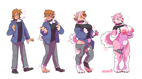anthro areola big_breasts biped blush bottomwear breasts chest_tuft clothed clothing collar crossgender curled_tail female fur gender_transformation genitals green_eyes human_to_anthro jacket mtf_crossgender nipples nude pants pawpads pink_body pink_fur puffy_nipples shirt simple_background solo species_transformation standing tail text tongue tongue_out topwear torn_clothing transformation tuft vulva white_background white_body white_fur hhazard canid canine canis domestic_dog human husky mammal nordic_sled_dog spitz 2020 artist_name colored hi_res sequence