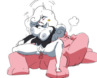 anthro balls big_breasts blush blush_lines bottomless bouncing_breasts breasts clothed clothing cloud duo ear_piercing ear_ring exposed_breasts female genitals jacket larger_male looking_pleasured male motion_lines narrowed_eyes nude on_bottom on_ground on_top overweight overweight_male penetration penis piercing pink_body pubes reverse_cowgirl_position ring_piercing sex simple_background size_difference small_penis squint topwear vaginal vaginal_penetration white_background white_body inker_comics cartoon_network the_amazing_world_of_gumball richard_watterson yuki_yoshida air_creature elemental_creature humanoid lagomorph leporid living_cloud mammal rabbit 2025 colored colored_sketch shaded sketch