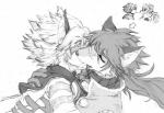 anthro arrow_sign blush bodily_fluids drooling duo eyes_closed female food fur hair hug kissing love male male/female passionate pocky_game pocky_in_mouth saliva surprise 1000bon cyberconnect2 little_tail_bronx pocky pocky_and_pretz_day solatorobo elh_melizee red_savarin canid canine caninu canis domestic_cat domestic_dog felid feline felineko felis mammal meme monochrome