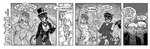 anthro audience buckteeth cheek_tuft chest_tuft clothing collar collar_only cuffs_(clothing) dark_body dark_fur dialogue dipstick_ears dipstick_tail ear_markings facial_tuft female fur genitals group hair hand_on_hip hat headgear headwear holding_wand leotard looking_at_viewer magic_trick magic_wand male markings multicolored_ears navel nipples nude open_mouth pole pussy raised_arms scut_tail short_hair short_tail speech_bubble strip_club stripper_pole tail tail_markings talking_to_viewer teeth text top_hat tuft tuxedo_underwear style_wager brave_new_world_(style_wager) flopsy_(style_wager) domestic_cat felid feline felis human lagomorph leporid mammal murid murine rabbit rat rodent tuxedo_cat 2025 comic english_text greyscale monochrome