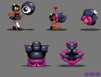 big_breasts body_horror brainwashing breasts corruption duo female genitals horn kissing lips lipstick makeup mind_control nipples nude nude_female slave sprite sprite_art tentacles thick_lips transformation vulva exkrill mugen fan_character kuromaru demon humanoid monster digital_media_(artwork) pixel_(artwork) sequence