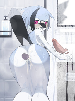 5_fingers anthro anthro_penetrated anus bathroom beak biped blue_body blue_hair blush bodily_fluids breasts butt cum cum_in_vagina cum_inside dildo erection feathers female female_penetrated fingernails fingers genital_fluids genitals hair humanoid_genitalia humanoid_penis inside looking_at_viewer looking_back looking_back_at_viewer male male/female male_penetrating male_penetrating_female mirror nails non-mammal_breasts nude nude_anthro nude_female open_beak open_mouth penetration penile penile_penetration penis penis_in_vagina pink_eyes rear_view sex sex_toy solo standing suction_cup_dildo tail tail_feathers vaginal vaginal_penetration vulva wet wet_body kaltespur rojack_(kaltespur) avian bird blue_jay corvid jay_(bird) new_world_jay oscine passerine 2025 absurd_res digital_media_(artwork) hi_res