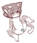 accessory anthro female flat_chested hair hair_accessory hair_bobbles loli navel novelty_censor nude pawpads short_hair sitting solo spread_legs spreading young young_anthro 3yo4yo5yo domestic_cat felid feline felis mammal censored