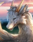 ambiguous_gender blurred_background cheek_tuft detailed_fur facial_tuft feral fluffy fur head_tuft horn inner_ear_fluff light open_mouth open_smile outside realistic_lighting realistic_shading sharp_teeth smile solo teeth tongue tuft white_body white_fur rhythmpopfox mythology dragon furred_dragon furred_scalie mythological_creature mythological_scalie scalie 2020 detailed hi_res lighting signature