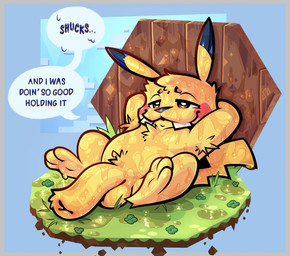 3_toes accident animal_genitalia armpit_hair balls big_sheath big_teeth bodily_fluids body_hair brown_eyes buckteeth chest_tuft cloud covered_in_urine dialogue dirt emanata excessive_urine eyebrows facial_markings feet floppy_penis fur genital_fluids genitals glistening glistening_body grass half-closed_eyes hands_behind_head head_markings head_tuft huge_sheath hyper hyper_genitalia hyper_sheath leaning_on_wall long_sheath lounging lying lying_on_ground male markings narrowed_eyes nude on_back on_ground outside paws penis plant pubes public public_nudity raised_arms raised_eyebrows relaxing rock shameless sheath sky slightly_chubby smile snaggle_teeth solo speech_bubble teeth text toes tooth_gap tuft two_tone_paws urine urine_drip urine_on_arm urine_on_balls urine_on_belly urine_on_chest urine_on_ear urine_on_face urine_on_fur urine_on_ground urine_on_leg urine_on_paw urine_on_penis urine_on_self urine_on_tail urine_on_wall urine_pool wall_(structure) wood wood_wall yellow_body yellow_fur spooky_dune game_freak nintendo pokemon fan_character sheriff_macaroni generation_1_pokemon mammal pikachu pokemon_(species) rodent english_text hi_res signature