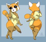 anthro balls big_balls big_breasts big_butt big_penis bottomless breasts butt clothed clothing genitals gynomorph huge_balls huge_butt huge_penis intersex looking_at_viewer nipples penis shirt shocked simple_background solo standing thick_thighs topwear wide_hips standing_tough aggretsuko sanrio retsuko ailurid mammal red_panda