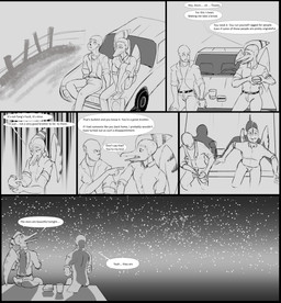 anthro bald bottomwear bros_being_bros burger car clothed clothed_anthro clothed_human clothed_male clothing comforting container cup dialogue duo fingers food front_view frown furgonomic_bottomwear furgonomic_topwear furgonomics gesture grass hair half-closed_eyes hand_gesture high-angle_view holding_food holding_object humanoid_hands jacket looking_up male markings narrowed_eyes night outside pants plant pointing pointing_at_another profanity rear_view sad shadow shirt short_hair short_tail sitting_on_car sky speech_bubble star stargazing starry_sky striped_markings stripes tail talking_to_another text topwear vehicle wings coolbug cavemanon_studios goodbye_volcano_high ko_op_(game_developer) snoot_game anon_(snoot_game) naser_(gvh) human mammal prehistoric_species pterosaur reptile scalie absurd_res comic english_text greyscale hi_res monochrome shaded