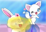 blush butt duo fart fart_fetish farting_on_face heart_symbol one_eye_closed open_mouth smile text wink kon_gitsune_(artist) jewelpet sanrio sega sega_fave larimar_(jewelpet) ruby_(jewelpet) felid hare japanese_hare lagomorph leporid mammal japanese_text translation_request