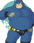 anthro belly blue_body clothing kemono male musclegut muscular navel overweight overweight_male scar simple_background solo underwear paqaaqap animal_crossing nintendo groucho_(animal_crossing) bear mammal 2025 portrait three-quarter_portrait