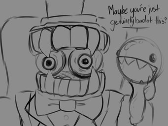 feral for_a_head genitals grin male penis reflection_in_eyes silly smile solo teeth vein dawn_chorus_(artist) glitch_productions the_amazing_digital_circus bubble_(tadc) caine_(tadc) humanoid living_bubble object_head tooth_creature 4:3 monochrome