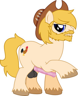 beard clothed clothing facial_hair feral genitals grin hat hat_only headgear headgear_only headwear headwear_only male mostly_nude partially_clothed penis presenting presenting_penis smile solo suggestive_expression anonymous_artist hasbro my_little_pony chase_(mlp) equid equine horse mammal pony hi_res