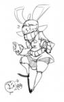 anthro blush clothed clothing female legwear solo stockings sweater topwear upskirt pepperchan happie_(character) lagomorph leporid mammal rabbit monochrome