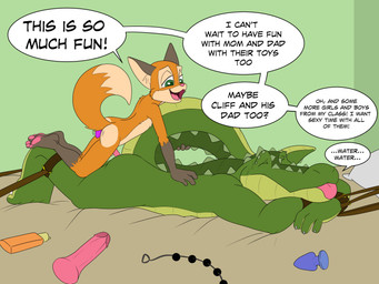 age_difference anal anal_beads anal_penetration anthro bdsm bondage bound buttplug cuff_(restraint) dominant dominant_young duo fur green_eyes larger_penetrated larger_sub lube lube_bottle male male/male male_penetrated older_penetrated orange_body orange_fur penetrating_while_penetrated penetration penile penile_penetration penis_in_ass plug_(sex_toy) restraints sex_toy shota size_difference smaller_anthro submissive text tongue tongue_out vibrator young young_penetrating compfive david_ardilla gus_the_gator kyle_cumberland alligator alligatorid canid canine crocodilian fox mammal reptile scalie 4:3 absurd_res english_text hi_res