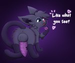 animal_genitalia balls big_penis feline_genitalia feral fur genitals half-closed_eyes looking_at_viewer male narrowed_eyes open_mouth pawpads penis purple_body purple_fur purple_pawpads purple_penis purple_tail rear_view simple_background tail text tunibarks solarflare_(anothercat) domestic_cat felid feline felis mammal hi_res