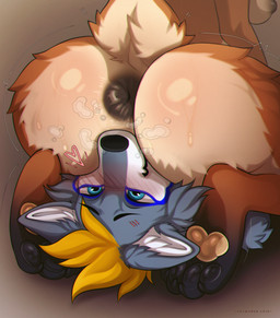 anal_fluids anthro anus anus_focus bodily_fluids cunnilingus duo facesitting feet female fluffy fluffy_tail foot_focus licking male oral pawpads paws scut_tail sex short_tail sitting sitting_on_another spread_anus spreading tail tongue vaginal chemodanchik cassandra_valva canid canine canis deer hybrid mammal new_world_deer white-tailed_deer wolf absurd_res hi_res