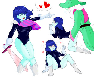 after_sex after_vaginal aged_up anthro anthro_penetrating anthro_penetrating_human big_breasts blue_body blue_hair blue_skin blush bodily_fluids breasts camel_toe clothed clothed_sex clothing cum cum_in_vagina cum_inside duo female female_penetrated from_behind_position fur genital_fluids gesture hair hand_gesture hat headgear headwear heart_symbol human_on_anthro human_penetrated interspecies larger_male leotard male male/female male_penetrating male_penetrating_female melee_weapon nipple_outline penetration penile penile_penetration penis_in_vagina robe scarf sex simple_background size_difference smaller_female speech_bubble sword thick_thighs thumbs_up vaginal vaginal_penetration weapon white_background white_body white_fur wizard_hat wizard_robe rainy_morning deltarune undertale_(series) kris_dreemurr ralsei bovid caprine darkner goat human mammal 2020 absurd_res hi_res