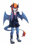 blue_body blue_scales clothing female fur horn membrane_(anatomy) membranous_wings overalls scales simple_background solo tail tail_tuft tuft white_background wings rpbbw mythology dragon mythological_creature mythological_scalie scalie