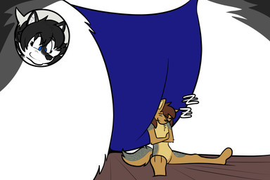 anthro camel_toe clothing duo female genital_outline male male/female micro panties sleeping spread_legs spreading underwear vulva_outline solacelunis meani sleek canid canine canis corsac_fox domestic_dog fox husky mammal nordic_sled_dog spitz true_fox wolf 3:2 absurd_res hi_res
