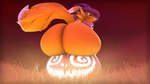 anthro big_butt blue_eyes butt clothing female grass hat headgear headwear huge_butt jack-o'-lantern looking_back outside plant sitting solo tail witch_hat not_person420 bandai_namco digimon warfare_renamon digimon_(species) renamon 16:9 3d_(artwork) digital_media_(artwork) hi_res widescreen