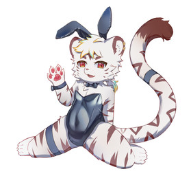 anthro bunny_costume clothing costume male solo young young_anthro appledogg felid mammal pantherine tiger hi_res