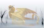 ambiguous_gender day detailed_background feral fur hair horn membrane_(anatomy) membranous_wings outside partially_submerged solo tail wings sinalanf mythology dragon furred_dragon furred_scalie mythological_creature mythological_scalie scalie 16:10 2021 digital_media_(artwork) widescreen