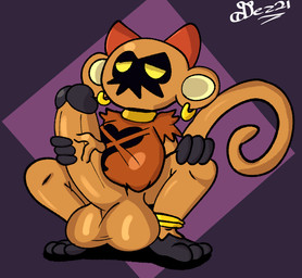 anthro balls big_balls big_breasts big_penis black_body bracelet breasts clothed clothing ear_piercing ear_ring erection fur genitals herm huge_breasts huge_penis humanoid_genitalia humanoid_penis intersex jewelry nipple_outline nipples nude penis piercing ribbons ring_piercing simple_background solo thick_thighs topwear yellow_body yellow_eyes yellow_fur dezmine21 disney kingdom_hearts square_enix bouncywild haplorhine heartless mammal monkey primate digital_media_(artwork) hi_res
