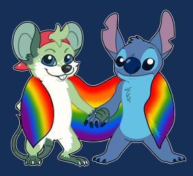 blue_body blue_claws blue_eyes blue_fur blue_nose buckteeth claws clothing duo flag flag_(object) freckles fur gradient green_body green_fur green_hair green_inner_ear hair hand_holding hat headgear headwear lgbt_pride notched_ear pride_color_flag pride_colors purple_inner_ear rainbow_flag rainbow_gradient rainbow_pride_colors rainbow_pride_flag rainbow_symbol semi-anthro simple_background six-stripe_rainbow_pride_colors smile teeth toe_claws transparent_background tuft wearing_flag white_body white_claws white_fur junijoobs disney lilo_and_stitch stitch_(lilo_and_stitch) alien experiment_(lilo_and_stitch) mammal mouse murid murine rodent 2020 alpha_channel