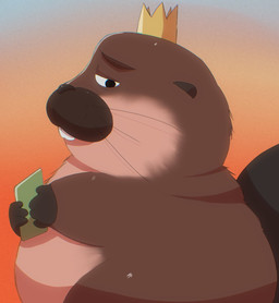 anthro belly biped brown_body cellphone crown electronics headgear king male overweight overweight_male phone royalty simple_background smartphone solo sushikorourcon disney hoppers_(disney) pixar king_george_(hoppers) beaver mammal rodent 2026 hi_res