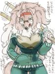 anthro breasts brown_eyes cleavage clothed clothing delinquent eyewear female glasses hand_in_pocket holding_object holding_weapon kemono melee_weapon open_mouth pockets practice_sword shinai solo sukeban text tracksuit weapon wide_hips utsuki_maito canid canine canis collie domestic_dog herding_dog mammal pastoral_dog sheepdog 3:4 japanese_text translated