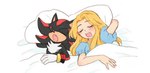 anthro bed black_body black_fur blush bodily_fluids clothed clothing duo eyes_closed female fur furniture gloves hair handwear male on_bed open_mouth saliva simple_background sleeping white_background yotsumeddd sega sonic_the_hedgehog_(series) maria_robotnik shadow_the_hedgehog eulipotyphlan hedgehog human mammal