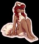 anthro biped blue_eyes breasts chest_tuft featureless_breasts female fur hair nude pose red_hair sitting solo tan_body tan_fur tuft canned_(artist) cocosova_(character) canid canine canis domestic_dog mammal 2015 alpha_channel pinup